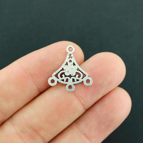 12 Chandelier Connector Antique Silver Tone Charms - SC7719