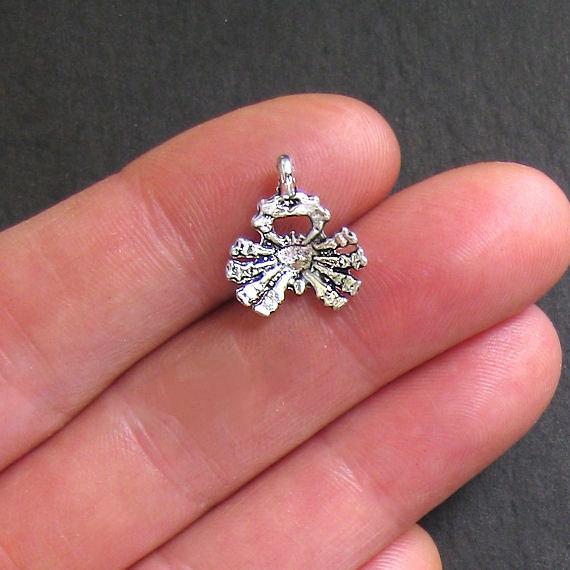 12 Crab Antique Silver Tone Charms - SC098