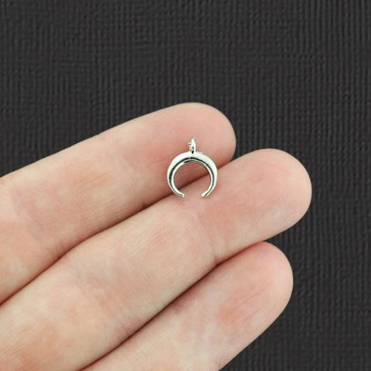 12 breloques de ton argent croissant de lune 2 faces - SC438