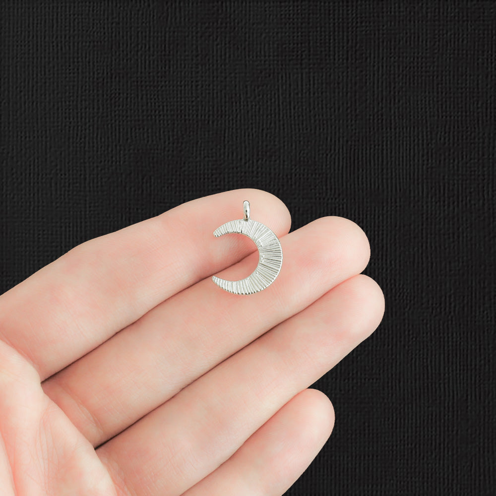 12 Crescent Moon Silver Tone Charms - SC1159