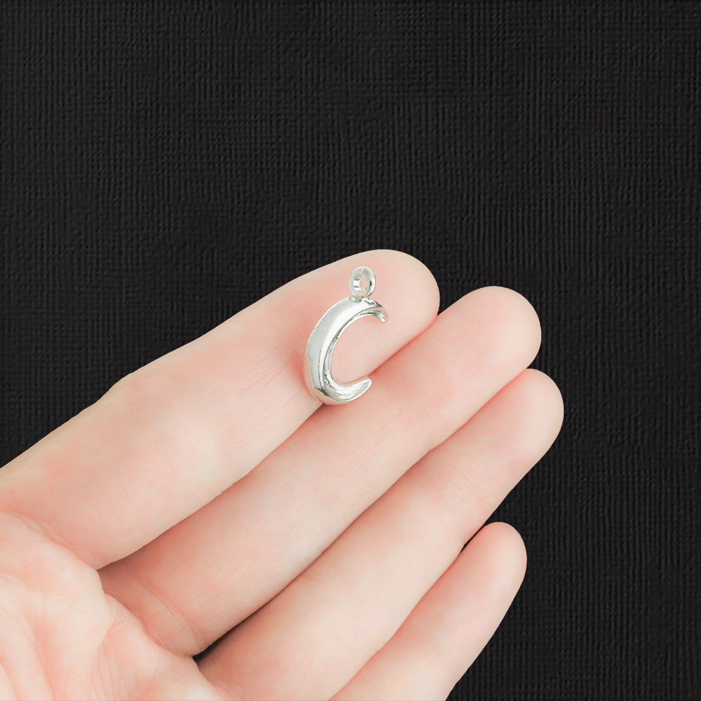 12 Crescent Moon Silver Tone Charms - SC1159