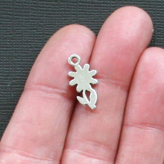 12 Daisy Antique Silver Tone Charms - SC2412
