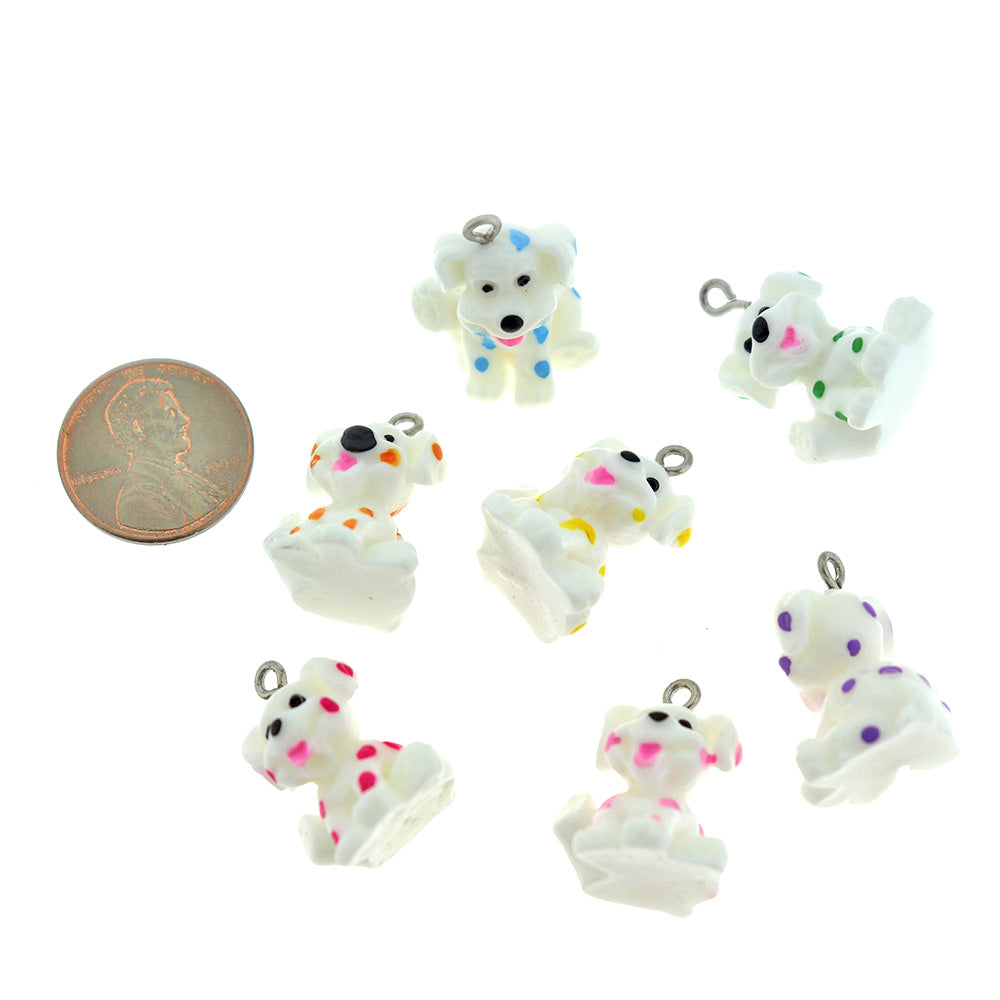 12 Dog Acrylic Charms Assorted Colors - K029