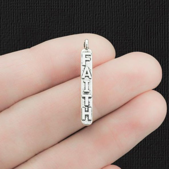 12 Faith Antique Silver Tone Charms - SC7130