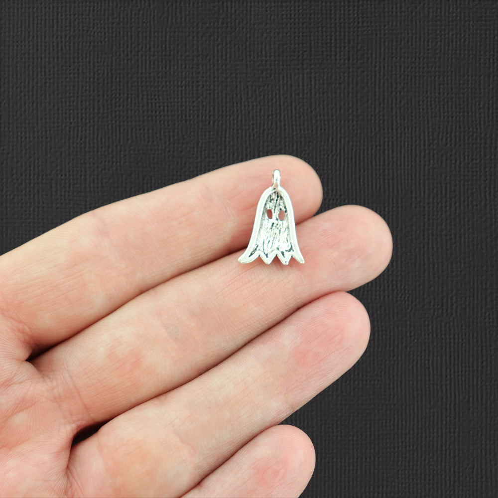 12 Ghost Antique Silver Tone Charms - SC4148