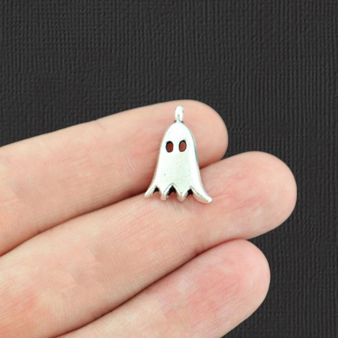 12 Ghost Antique Silver Tone Charms - SC4148