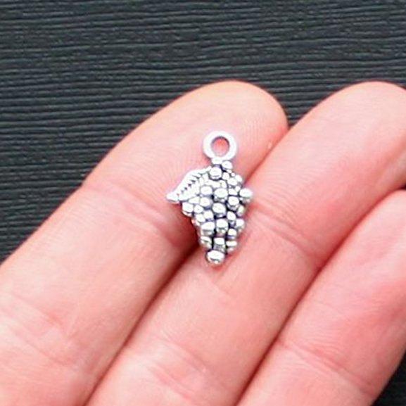 12 Grapes Antique Silver Tone Charms - SC2447