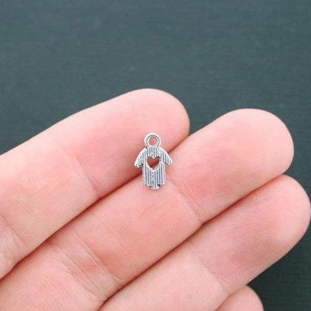 12 Hamsa Hand Antique Silver Tone Charms - SC4273