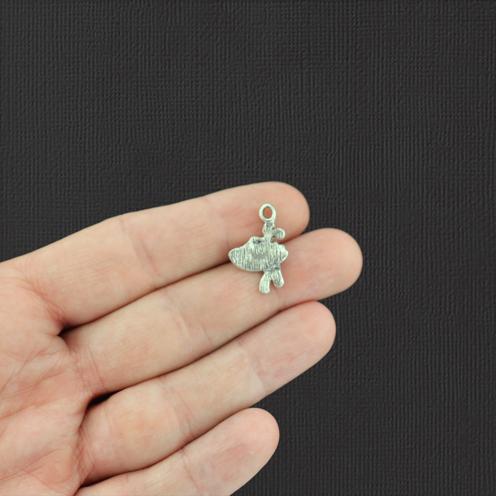 12 Hat Antique Silver Tone Charms - SC3545