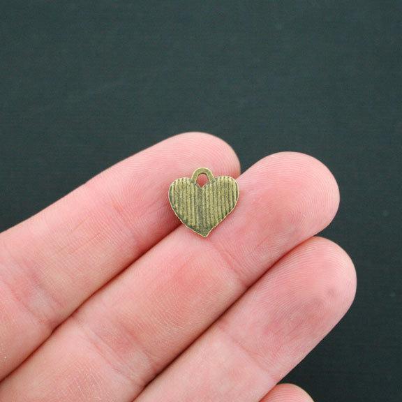 12 Heart Wings Antique Bronze Tone Charms - BC1197