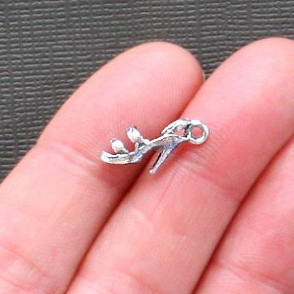 12 High Heel Shoe Antique Silver Tone Charms 3D - SC1550