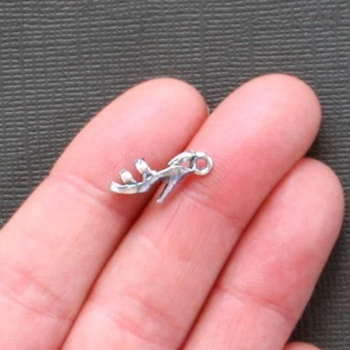 12 High Heel Shoe Antique Silver Tone Charms 3D - SC1550