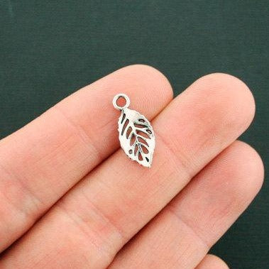 12 Leaf Antique Silver Tone Charms - SC6473