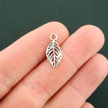 12 Leaf Antique Silver Tone Charms - SC6473