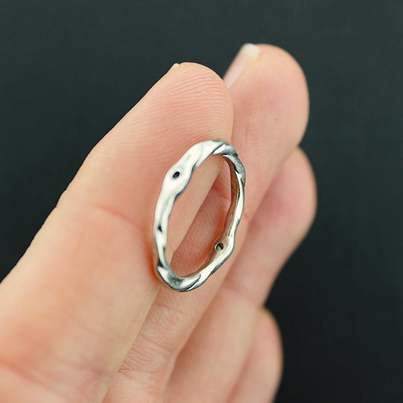 12 Linking Ring Antique Silver Tone Charms - SC1764