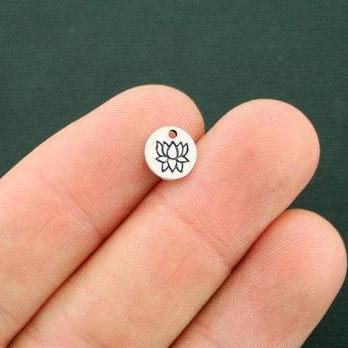 12 breloques ton argent antique Lotus - SC6380