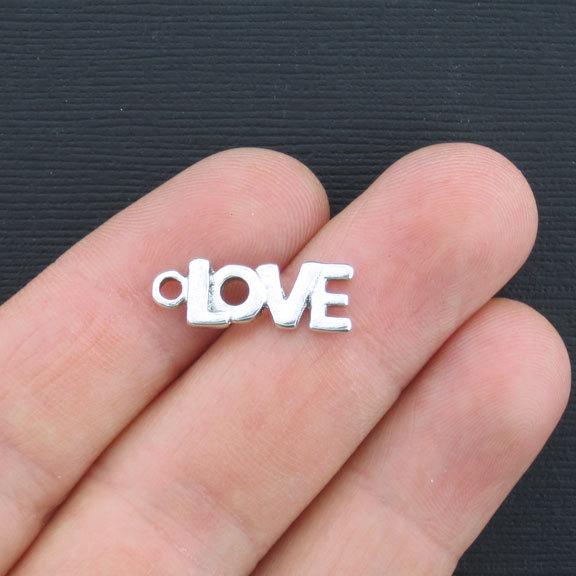 12 breloques argentées antiques d'amour - SC1150