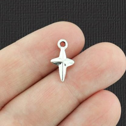 12 North Star Antique Silver Tone Charms 2 Sided - SC1288