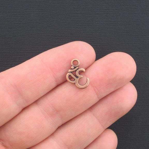 12 Om Antique Copper Tone Charms - BC541