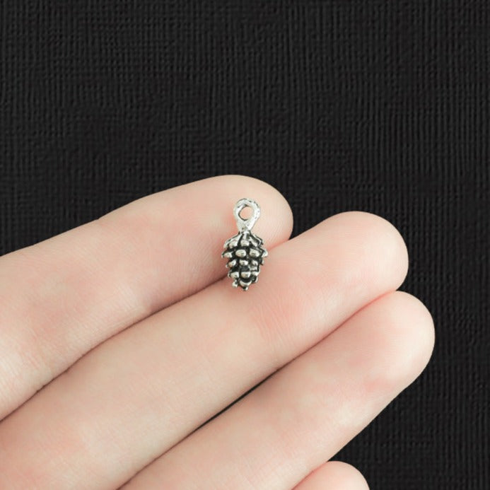 12 Pine Cone Antique Silver Tone Charms 3D - SC1593