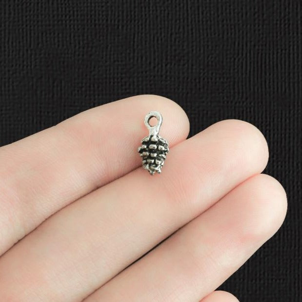 12 Pine Cone Antique Silver Tone Charms 3D - SC1593