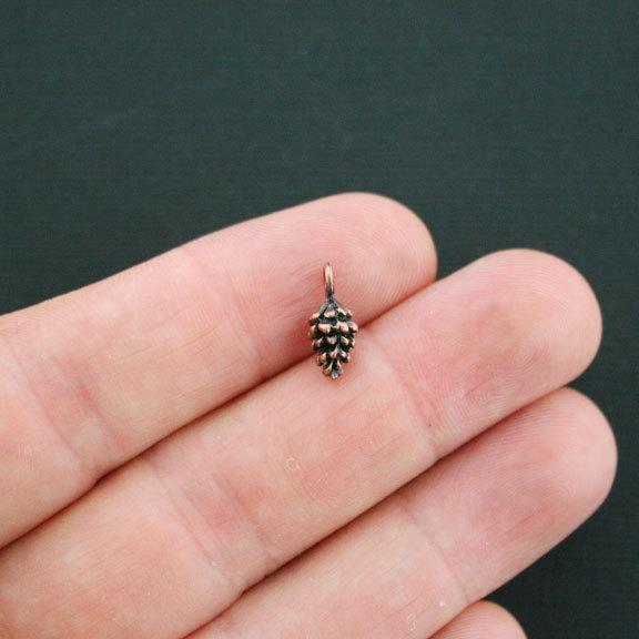 12 Pinecone Antique Copper Tone Charms 3D - BC600