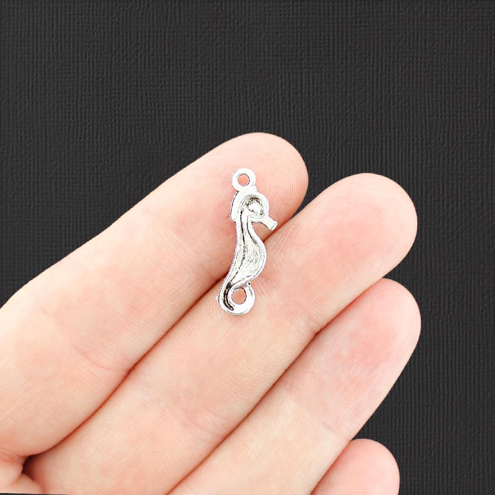 12 Seahorse Connector Antique Silver Tone Charms - SC2686