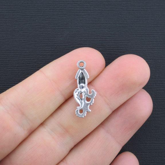 12 Squid Antique Silver Tone Charms - SC2600
