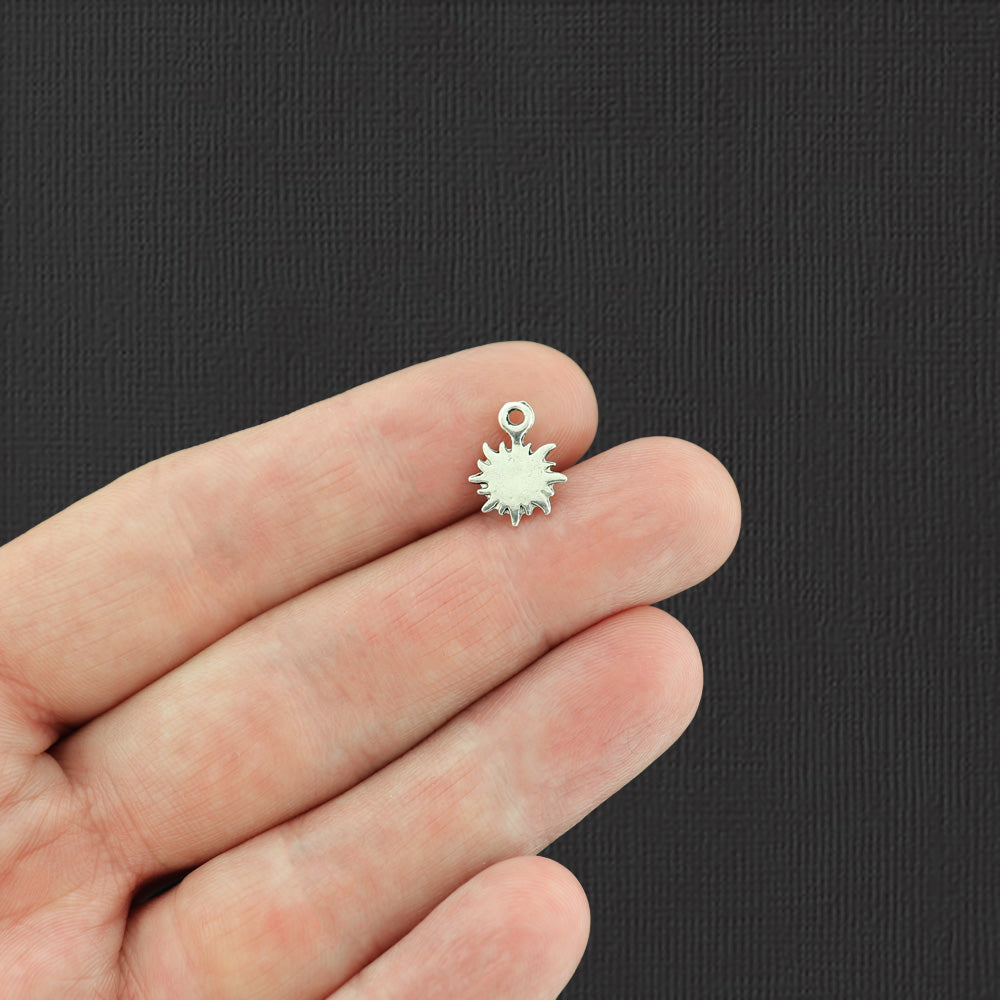 12 Sun Antique Silver Tone Charms - SC3098