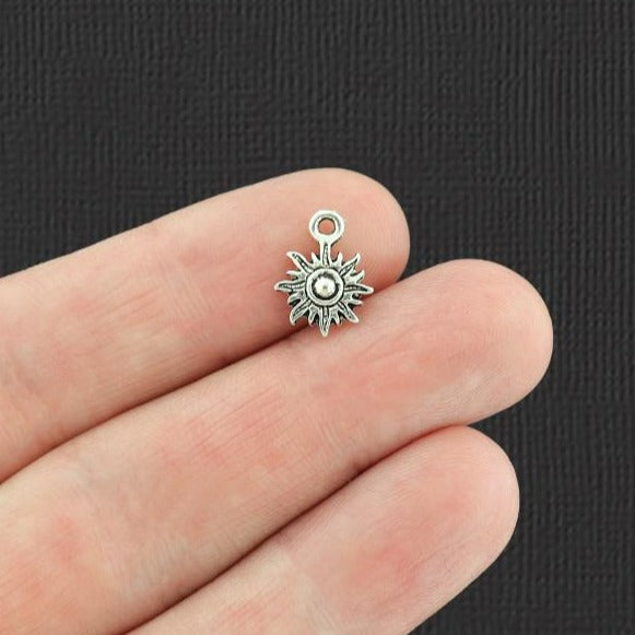 12 Sun Antique Silver Tone Charms - SC3098
