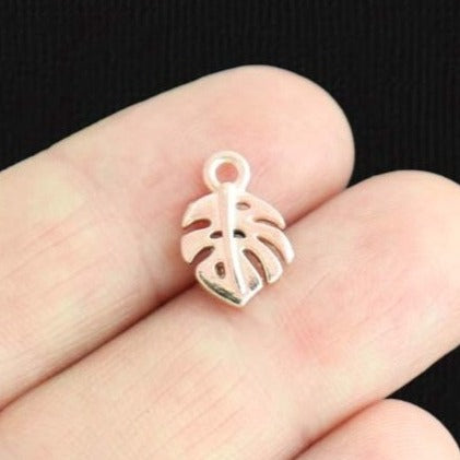 12 Tropical Leaf Rose Gold Tone Charms 2 Sided- GC270