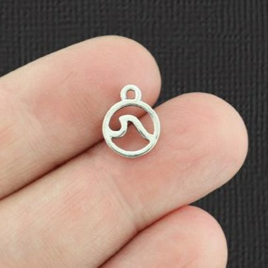 12 breloques argentées antiques Wave 2 faces - SC549