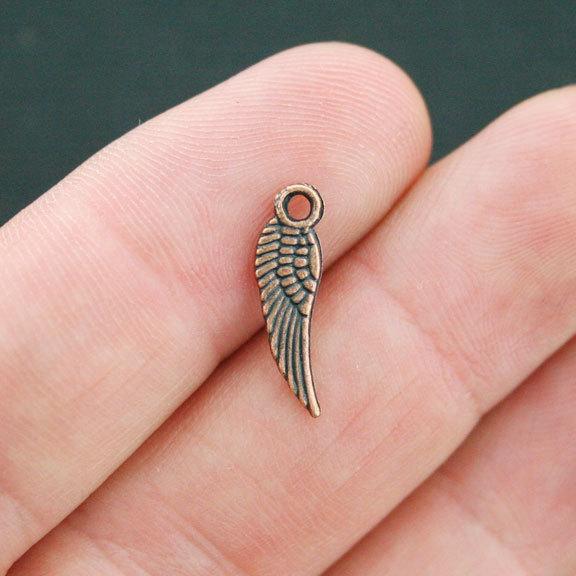 12 Wing Antique Copper Tone Charms 2 faces - BC1170