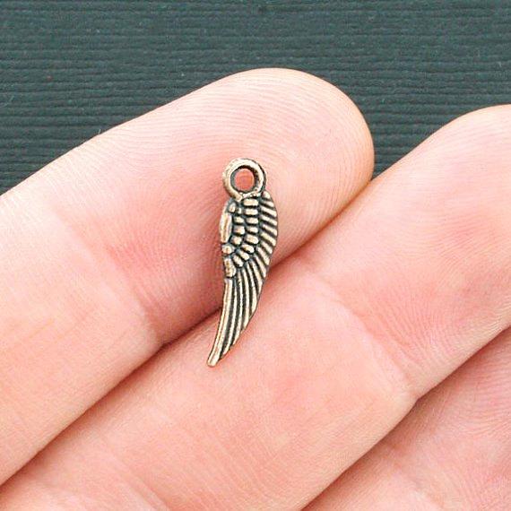 12 Wing Antique Copper Tone Charms 2 faces - BC1170