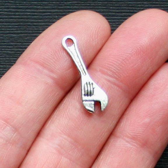 12 Wrench Antique Silver Tone 2 Sided Charms - SC618