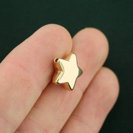 Star Spacer Acrylic Beads 14mm x 13mm x 4mm - Metallic Gold - 12 Beads - GC657