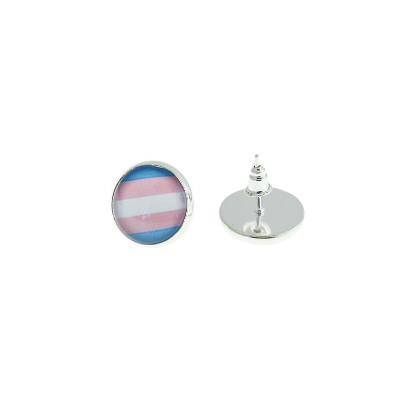 Stainless Steel Earrings - Transgender Pride Studs - 15mm - 2 Pieces 1 Pair - ER184