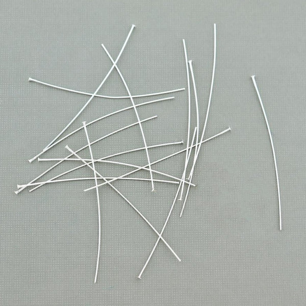 Silver Tone Flat Head Pins - 50mm - 100 Pins - PIN073