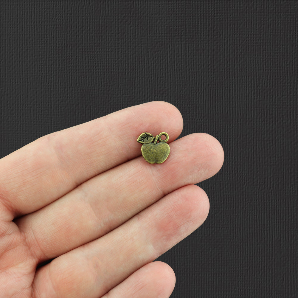 15 breloques pomme ton bronze antique 2 faces - BC189