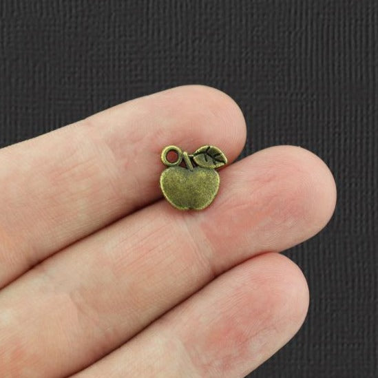 15 breloques pomme ton bronze antique 2 faces - BC189