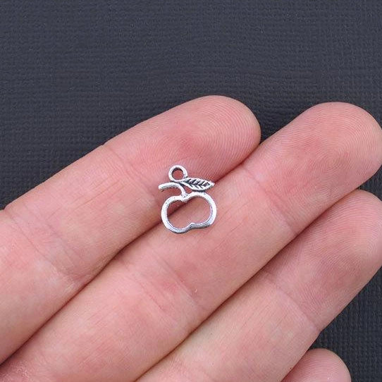 15 Apple Antique Silver Tone Charms 2 Sided - SC2276