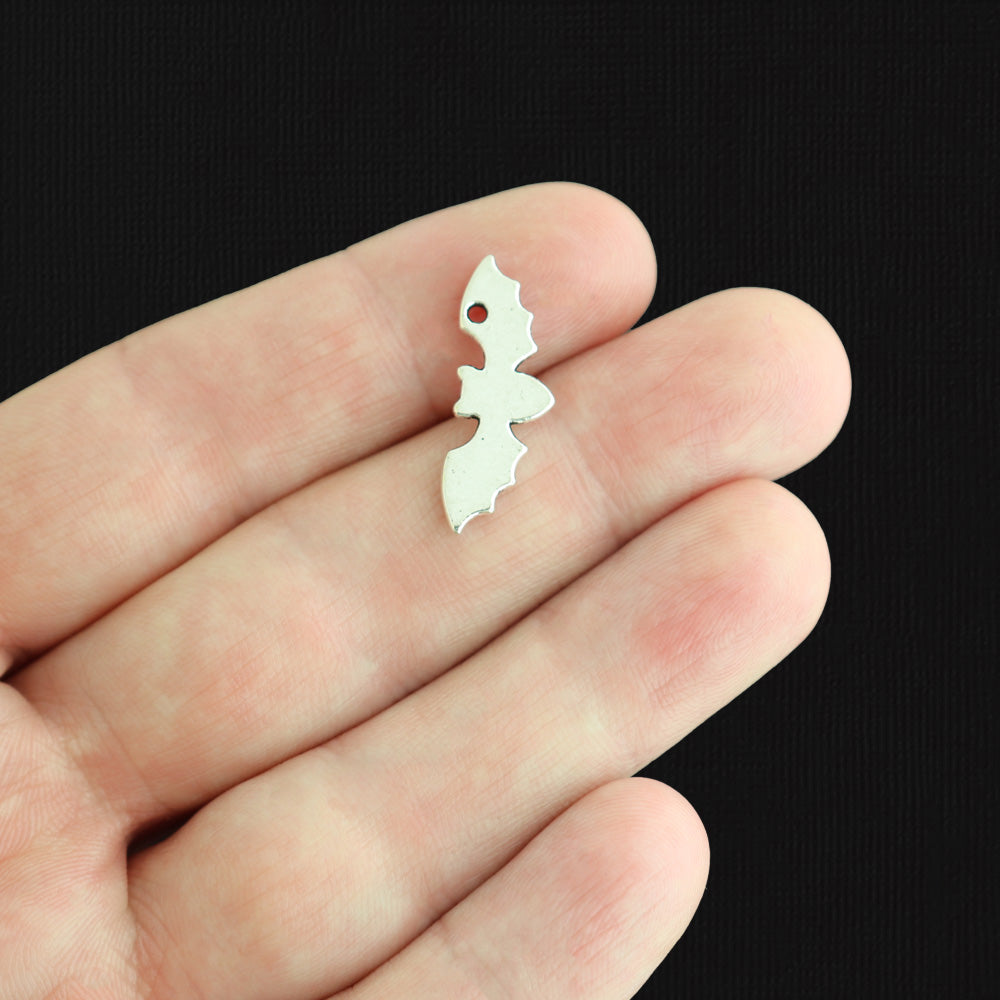 15 Bat Antique Silver Tone Charms 2 Sided - SC1137