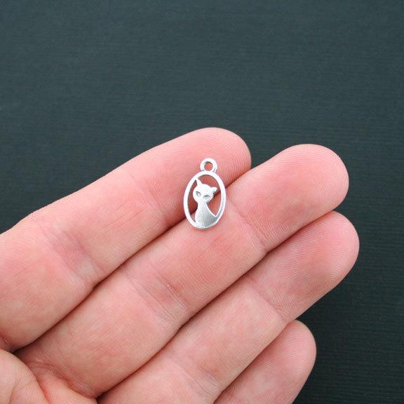 15 Cat Antique Silver Tone Charms 2 Sided- SC2535