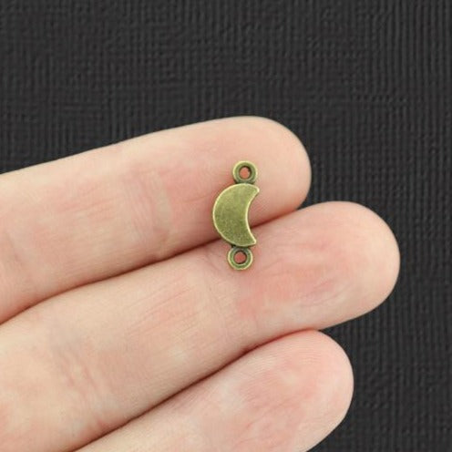 15 breloques de ton bronze antique connecteur croissant de lune 2 faces - BC776