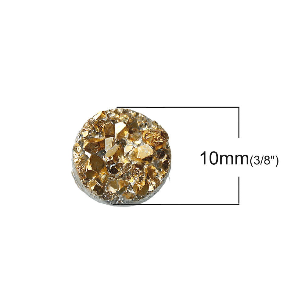 15 Druzy Gold Resin Cabochon Domes 10mm - Z230