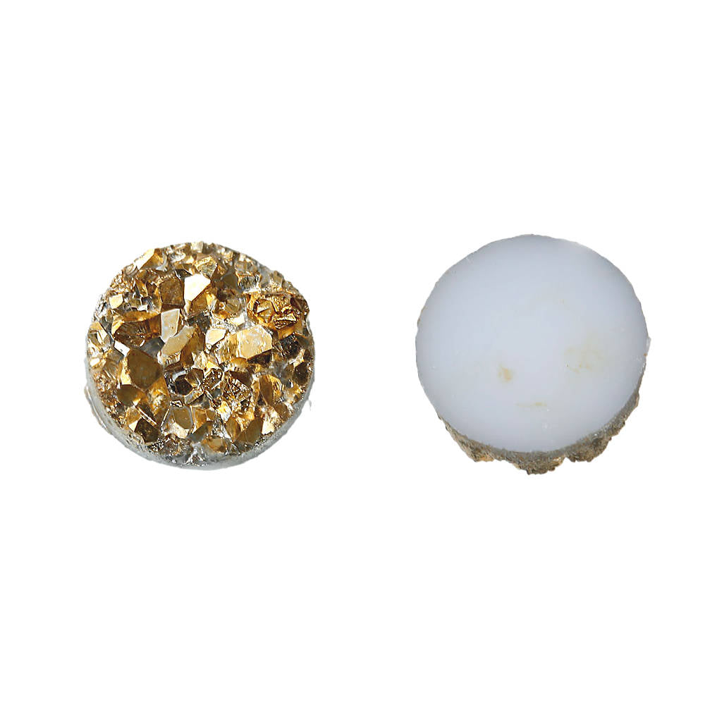 15 Druzy Gold Resin Cabochon Domes 10mm - Z230