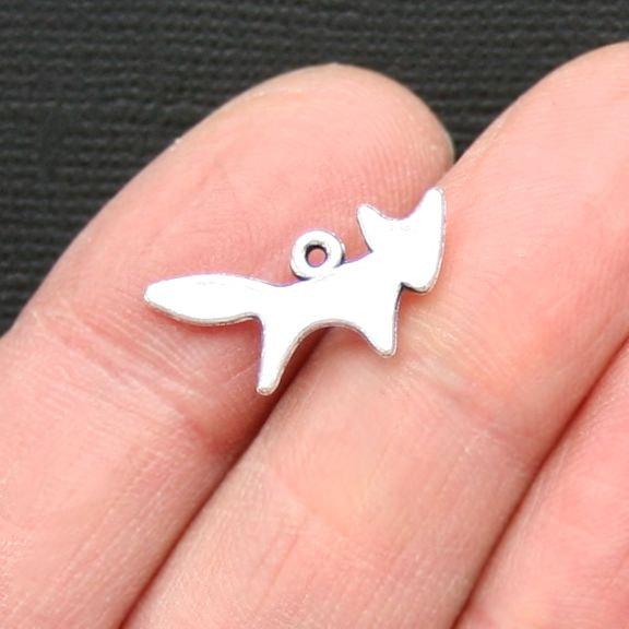 15 Fox Antique Silver Tone Charms 2 Sided - SC3049