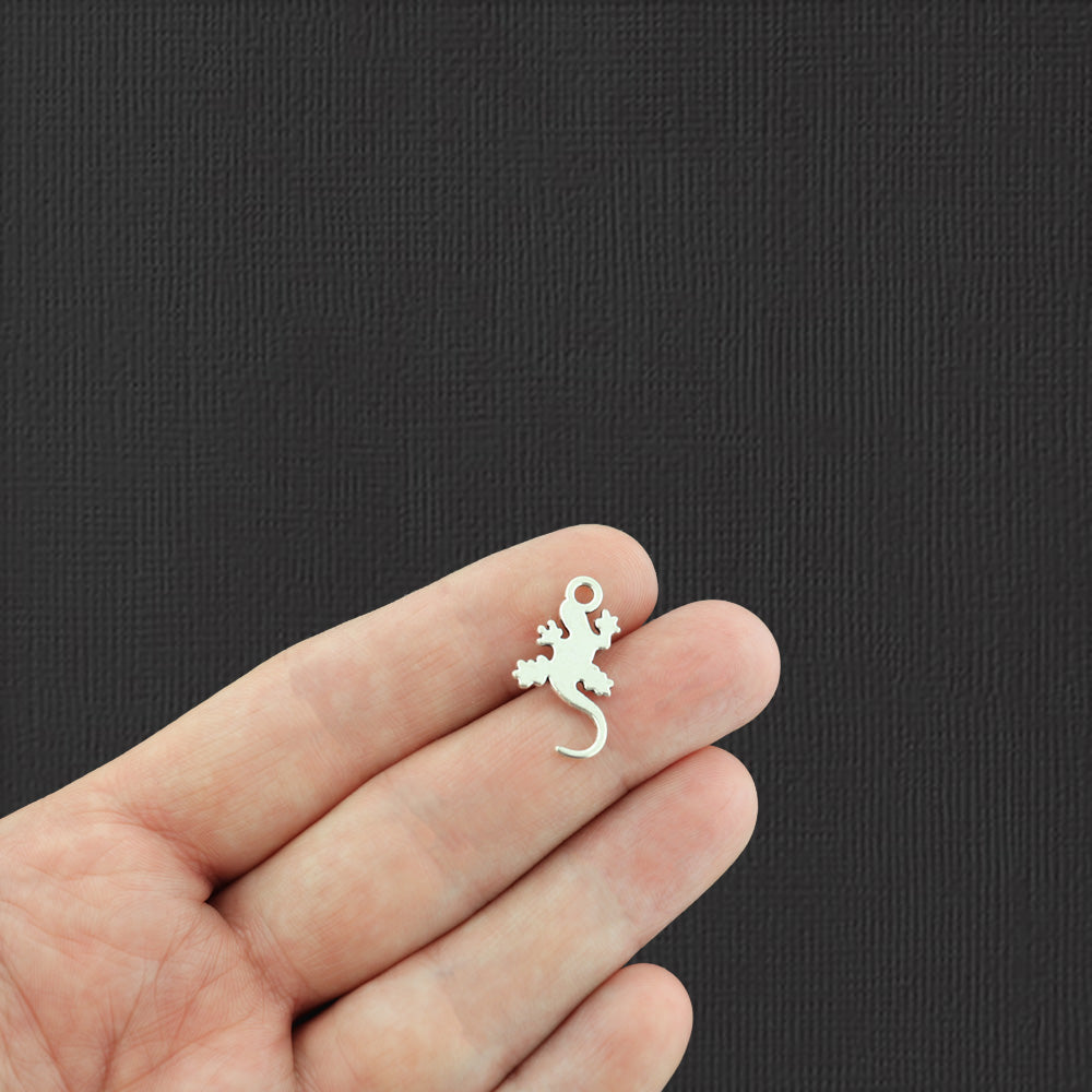 15 Gecko Antique Silver Tone Charms - SC2123