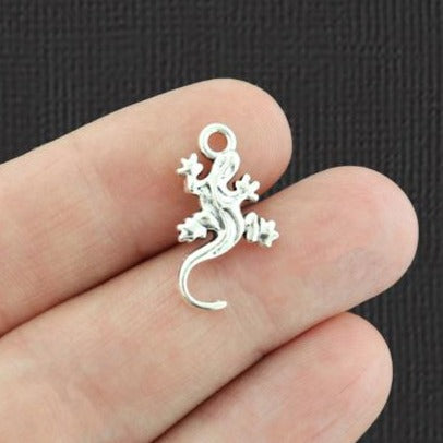 15 Gecko Antique Silver Tone Charms - SC2123