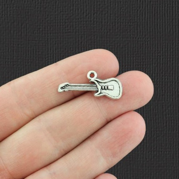 15 Guitar Antique Silver Tone Charms - SC050